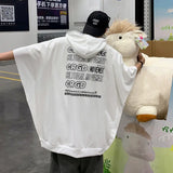 Bonsir Summer Loose Oversized T-shirt Cute Pattern Men's Bat Sleeve T Shirt Casual Versatile Street Dance Solid Color Tee
