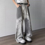 BONSIR  -  Mens Jeans Dirty Dye Hip-Hop Casual Pants Streetwear Fashion Personality Daily Versatile Straight Pants Men'S Clothing 2025 New