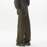 BONSIR  -  Summer Casual Pants Men Retro Pocket Cargo Pants Men Japanese Streetwear Hip-hop Loose Wide Leg Pants Mens Vintage Trousers