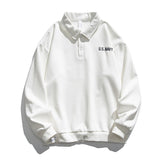 Bonsir Spring and autumn men's loose casual knitted stand-up collar sweater tide brand ins embroidery print pullover jogging casual top