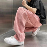 Bonsir Street Vibe Style Jeans Men's Loose Straight Pants Trendy Brand American Baggy Wide-leg Pants Pink Jeans Spring and Autumn