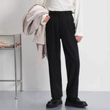 BONSIR  -  Korean Style Fashion Luxury Drape Straight Pants Men 2025 Spring And Autumn New Retro Solid Color Trend Mens Casual Trousers