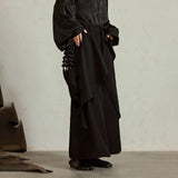 BONSIR  -  Y2k Irregular Skirt Pants Gothic Dark  Multi-Layer Casual Pants Genderless Streetwear Fashion Youth Wide-Leg Pants Unisex