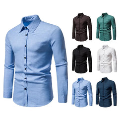 BONSIR  -  Autumn/Winter New Shirt Men's Solid Color Fashion Casual Long Sleeve Shirt Trendy Top Men