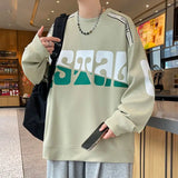 BONSIR  -  Young Style Letter Printed Sweatshirts Men's Clothing Casual O-Neck Spring Autumn American Stylish Contrasting Colors Hoodies