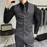 Bonsir Luxury Men 3 Pieces Suit Fashion Plaid Slim Fit Business Formal Casual Check Suits Office Work Party Prom Wedding Groom Suits