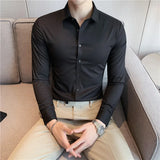Bonsir High Quality Stand Seamless Shirts Men Long Sleeve Drape Slim Fit Casual Dress Shirts Luxury Formal Social Dress Blouse 4XL-M