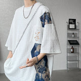 Bonsir Patchwork Contrast Color T Shirt Men Summer Fashion Top Tees Unisex Harajuku T-shirt Male Half Sleeve TShirts Blue White Black