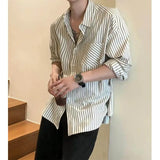 BONSIR  -  Oversized Men's Striped Half Sleeve Shirt, Simple, Comfortable and Versatile, Business Casual Unisex