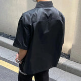 Bonsir Summer New Mens Clothing High-End Light Luxury Casual Short-Sleeved Tops Thin Section High Street Y2k Zipper Shirt Men