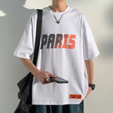 BONSIR  -  Oversized Paris Letter Print T Shirt Men Hip Hop Punk Rock Gothic Tshirt Streetwear Tee Tops Summer Harajuku Casual T-Shirt