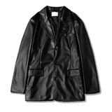 Bonsir Men Pu Leather Jacket Grunge Motorcycle Casual Pu Jacket Spring Streetwear Youth Campus Jacket Men'S Clothing Old Money New