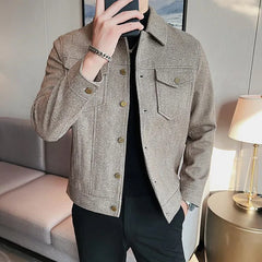 Bonsir Nwe Slim Fit Woolen Plaid Bomber Winter Jacket Men Japanese Streetwear Men Jacket Winter Jackets For Men Brand Coat S-3XL