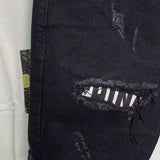 Bonsir Summer Denim Shorts Black Ripped Raw Edge Streetwear Retro Shorts Straight Washed Trendy Mens Causal Versatile Denim Shorts