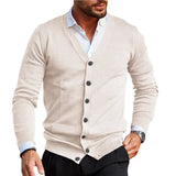 BONSIR  -  Men's New Style Knitted Sweater in Autumn and Winter, Korean Version V-Neck Long Sleeve Slim-Fit Cardigan Sweater Coat S-2XL