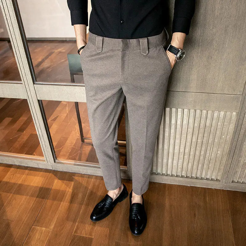 Bonsir Autumn Winter Woolen Business Dress Pants Men High Quality Streetwear Casual Long Trousers Formal Social Suit Pants L72