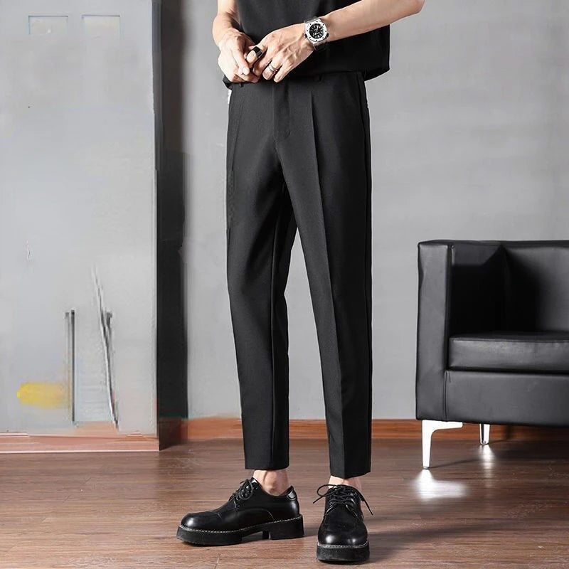 Bonsir -  Autumn Suit Pants Korean Style Fashion Pants for Male Office Formal Wedding Business Casual Men Pants Solid Long Tousers R49