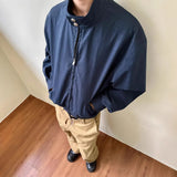 BONSIR  -  American retro blue jacket men's spring and autumn high-end short loose stand-up collar jacket