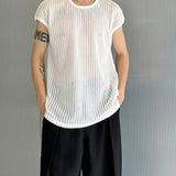 BONSIR  -  Mens Micro-Transparent Hollow T-Shirt Summer Streetwear Breathable Fashion Niche Plain Short-Sleeve Top Men'S Clothing 2025 New