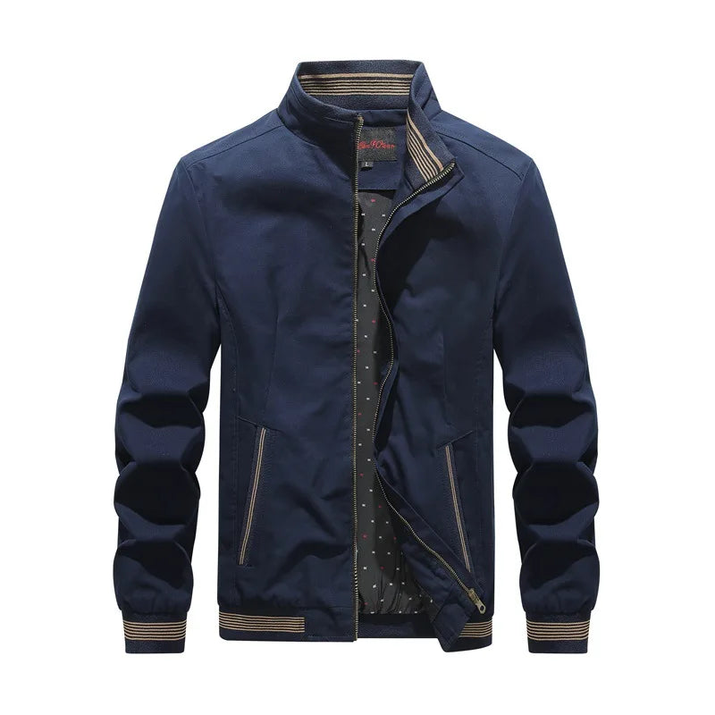 Bonsir Black, Blue, Red, Dark Khaki, Light Khaki, Cotton Jacket Men's Middle-Aged And Elderly Men's Spring And Autumn Coat