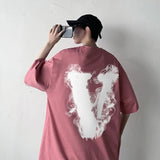 BONSIR  -  Summer Men Funny Smoke V Printed T Shirt Male O-neck T-shirt Daliy All-match Causal Tshirts Women Short Sleeve Tee Tops 5 Colors