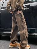 BONSIR  -  Autumn Big Pocket Men's Cargo Pants Japanese Y2k Harajuku Loose Straight Wide Leg Trousers Baggy Pants Man Hip Hop Sweatpants