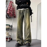 Bonsir Autumn New Jeans Men Wide Leg Jeans Male Vintage Loose Denim Pants Harajuku Yellow mud Mopping Trousers Streetwear Clothes