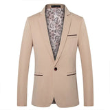BONSIR  -  Fashion Business Casual Men Blazers Jacket Autumn Spring Slim Fit Single-breasted Suit Coat Plus Size Wedding Prom Street Wear