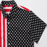 BONSIR  -  Spring Summer Men's Beach Shirts Fashion Men Shorts Sleeve Breathable Hawaii Tops Shirts Men USA Flag Stripe Shirt Clothing
