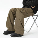 BONSIR  -  Black Casual Pants Men Retro Pocket Cargo Pants Men Japanese Streetwear Hip-hop Loose Straight Pants Mens Vintage Trousers
