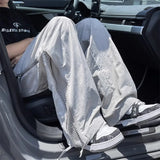 BONSIR  -  Bla Me Side Zip Qui Dry Ice Silk Casual Pants Men Summer Thin American Straight Tube Outdoor Tactical Long Trousers