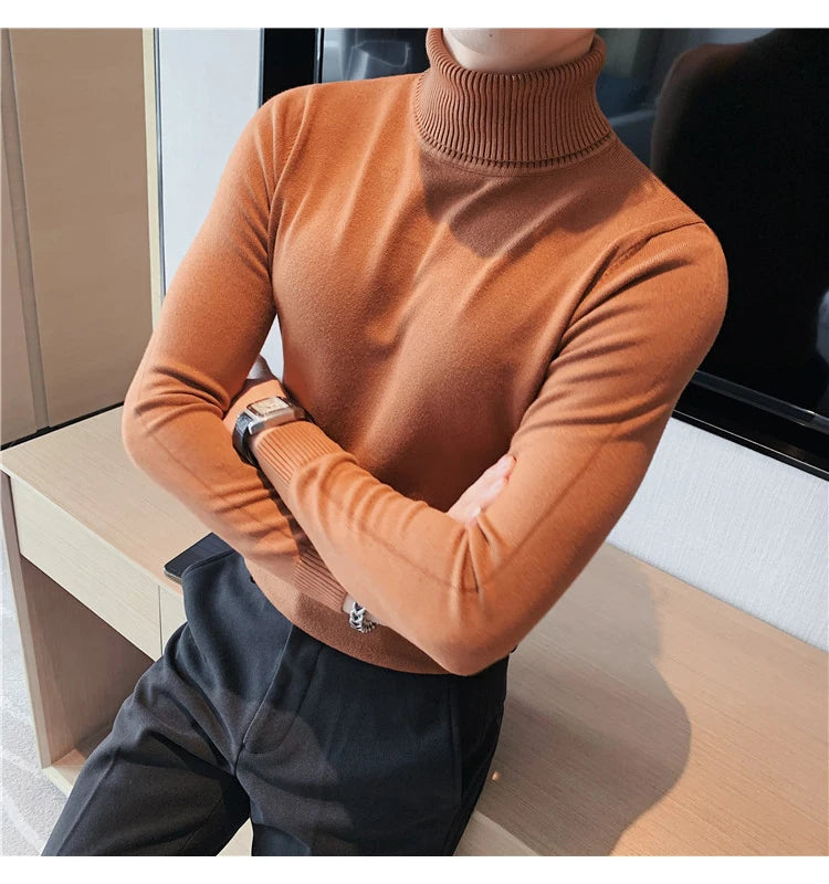 Bonsir New Fall/Winter Male Sweaters High-Necked Knitwear Shirt British Style Casual Business Pullover Men Casual Sweaters S-4XL