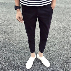 Bonsir Men's Pants Skinny Casual Trousers Korean Fashion Streetwear Slim Fit Spring Summer 9 Park Ankle Length Slacks