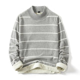 BONSIR  -  Fashion Pullover Navy Black Striped Knitted Sweater Men Women's Autumn Winter Round Neck Casual Korean Trend Cotton Clothing