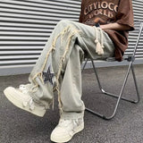 Bonsir Men Jeans Spring and Autumn New Star Embroidery Splicing Jeans Fashion Street Casual Wear Loose Hundred Straight Pants Y2k Jeans