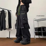 BONSIR  -  Streetwear Hip Hop Joggers Cargo Pants Men Overalls Multi-Pocket Black Pants Harajuku Fashion Men's Wide Leg Baggy Sweatpants