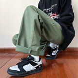 Bonsir New Autumn Straight Leg Men's Casual Pants Fashion Elastic Waist Harajuku Male Trousers