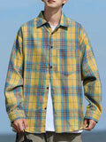 BONSIR  -  lightweight Retro green plaid shirt men's long sleeve spring and autumn new loose casual tide brand shirt casual coat