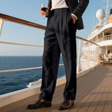 BONSIR  -  New American Style Business Men Suit Pants Light Luxury Leisure Linen Straight Pants Urban Fashion High Quality Loose Trousers