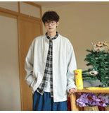 BONSIR  -  Loose Casual Youth. Student Baseball Collar Lazy Style Sweatshirt with Single-breasted Jacket, Unisex.