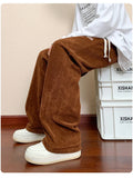 BONSIR  -  Autumn Streetwear Joggers Men Corduroy Pants High Street Drape Versatile Casual Straight Pants Suitable for Daily Travel