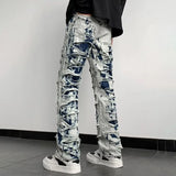 BONSIR  -  New Men's Frayed Vintage Jeans American Style Y2k Fashion Trend High Street Hip Hop Slim Party Stage Men's Bottoms Overalls