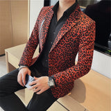 Bonsir Fall New Mens Blazers Casual Suit Jacket Classic Mens Leopard Print Blazer Fashion Sexy Wedding Blazer Tuxedo Masculino
