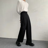 BONSIR  -  Black Suit Pants Men Oversized Fashion Social Mens Dress Pants Korean Loose Straight Wide Leg Pants Mens Office Formal Trousers