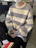 Bonsir Striped Sweaters Men Autumn Contrast Color Windproof Daily Chic Vitality College Hip Hop Fashion Simple Knitting Hong Kong Style