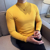 Bonsir 11 Color Autumn Winter Half Turtleneck Stretch T-shirt High Quality Slim Fit Casual Long Sleeved Cotton Tee Men Clothing 4XL-M
