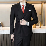 Bonsir 10 Color 2 Peices Sets Dress Suits Men ( Blazer + Pants) Wedding Stage Wear Double Breasted Formal Suit Costume Homme 6XL-M