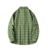 BONSIR  -  Men Shirt Plaid Flannel Loose Street Long Sleeve Casual Shirt Black Oversized Business Male Soft Dress Shirt Spring Autumn