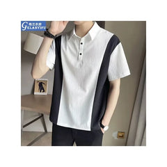 Bonsir Fashionable Hong Kong Style Casual Men's Polo Shirt Short Sleeves Trendy Brand New Summer Neutral Black For All Seasons