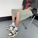 Bonsir Black Baggy Men Jeans Shorts Ripped Summer Japanese Hip Hop Streetwear Harajuku Denim Bermuda Masculina